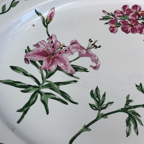 Vintage 1992 Terrace Blossoms Stoneware 14" Oval Serving Platter - Picture 3 of 10